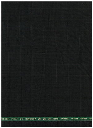 Green Raymond unstitched poly wool trousers fabric, showing a close-up of the textured green material for tailoring.