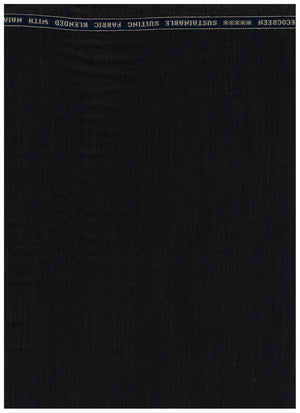 Black Raymond Luxurious Unstitched Polywool Trousers and Suiting Fabric, high-quality woven textile for tailoring and suits.
