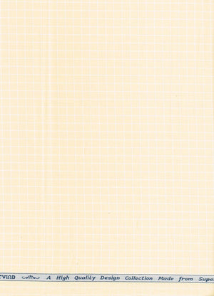 ARVIND Tresca cotton shirt fabric in butter yellow with checkered pattern, premium cotton material, close-up view of fabric texture.