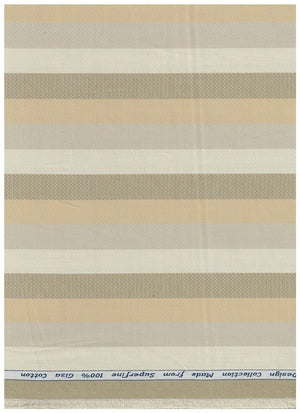 Beige Arvind Tresca Giza cotton striped shirt fabric with a smooth texture and subtle pattern, ideal for stylish shirts.