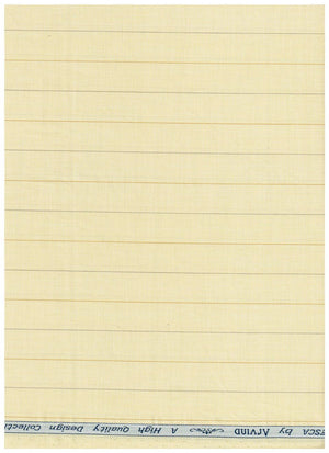 Yellow Arvind Tresca Giza cotton shirt fabric with striped pattern, showcasing soft, high-quality cotton textile for shirts.