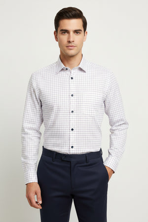 Pink and black checkered Arvind Tresca cotton shirt fabric with a white background, ideal for stylish shirting and dressmaking.