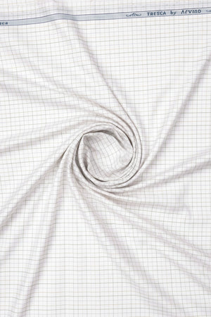Arvind giza shirting brown checks on off white background !