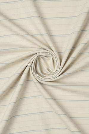 Beige Arvind Tresca shirt fabric with striped pattern, premium cotton material, showcasing soft texture and detailed weave.