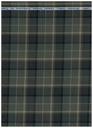 Olive green Arvind Tresca cotton shirt fabric with check pattern, unstitched material for shirt making.