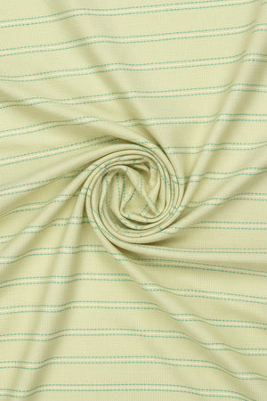 Pear green Arvind Tresca shirt fabric in premium cotton with a striped pattern, ideal for making stylish shirts.