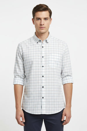 Readymade shirt Checkered fabric with 'Tresca by Arvind' branding on a white background