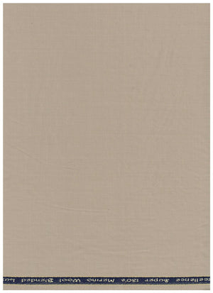 Georgia Gullini of Italy Polywool Super 130's khaki suit fabric, premium wool blend, close-up of textured wool material.