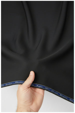 Georgia Gullini Italy poly-wool Super 100’s trousers fabric in greenish grey, unstitched textile with fine weave and soft texture.