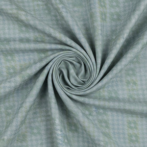 Green multicolor Arvind Tresca Giza cotton shirt fabric with intricate patterns and soft texture, ideal for stylish shirts.