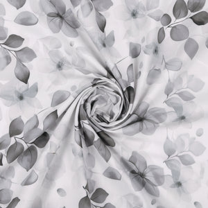 Gray and white Arvind Tresca Giza cotton shirt fabric with digital print, showcasing intricate design and soft texture.