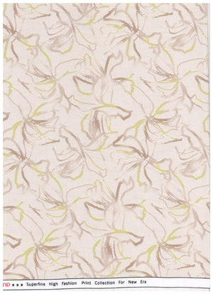 Arvind Tresca Giza cotton fabric with digital print in peach and multicolor, showcasing vibrant textile design.