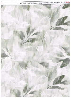 Green Arvind Tresca Giza Cotton shirt fabric with digital print, showcasing intricate design and vibrant color.