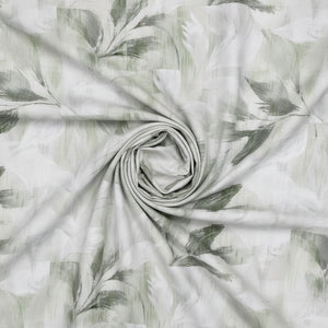 Green Arvind Tresca shirt fabric made of Giza cotton with digital print, showcasing a vibrant, intricate design.