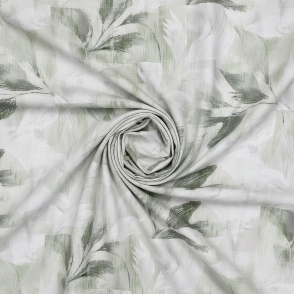 Green Arvind Tresca shirt fabric made of Giza cotton with digital print, showcasing a vibrant, intricate design.