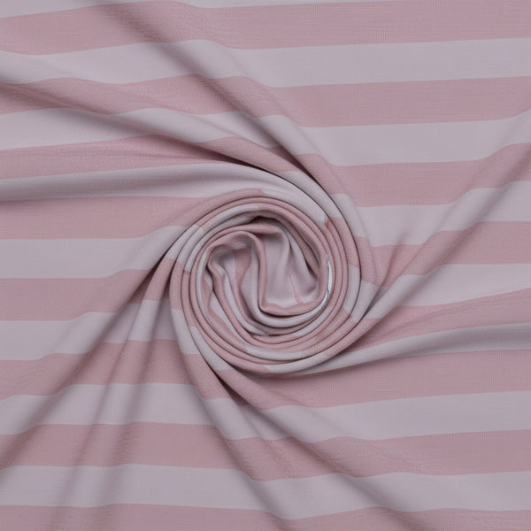 Pink and white striped Monti Giza cotton shirt fabric swatch showing soft, breathable textile with a classic stripe pattern.
