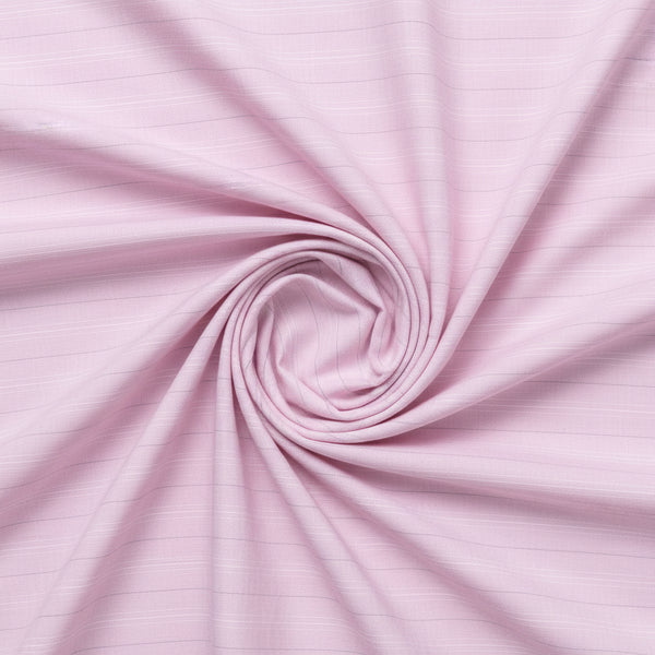 Pink striped Monti Giza cotton fabric by ARVIND, showing soft textile with classic pattern for shirts.