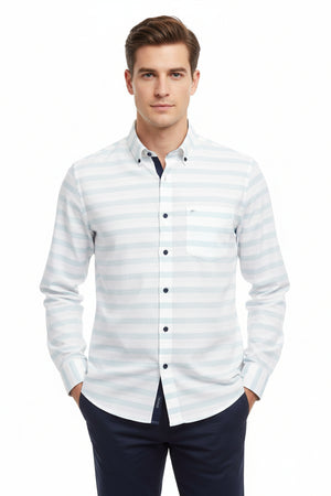 monti giza cotton green stripe on white readymade shirt