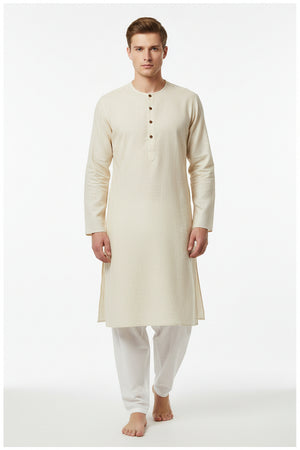 ARVIND LINEN SHIRT FABRIC CREAM KURTA