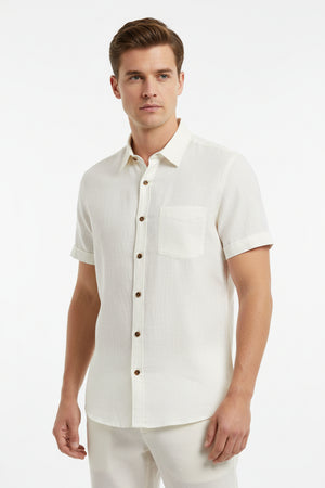 ARVIND LINEN SHIRT FABRIC CREAM COLOR READYMADE SHIRT