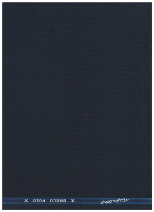 Dark slate blue Mafatlal unstitched poly wool trouser and suiting fabric, textured fabric for custom tailoring.