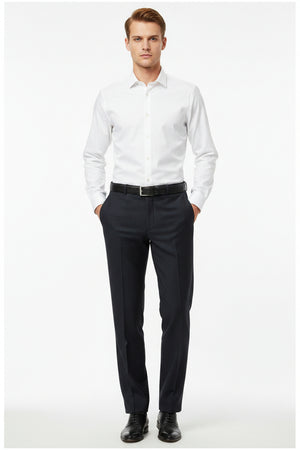 Grey Mafatlal unstitched poly wool trouser and suiting fabric, detailed view of the textured textile material.
