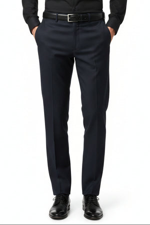 Black Mafatlal Polyviscose trouser and suiting fabric shown in the image. Smooth, lightweight textile suitable for formal wear.