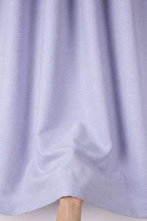 Mafatlal cotton unstitched pinstripes shirting fabric in Pervenche Blue, showing a close-up of the fabric with pinstripe pattern.
