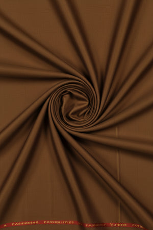 Brown fabric with a subtle pattern and visible brand name at the top.