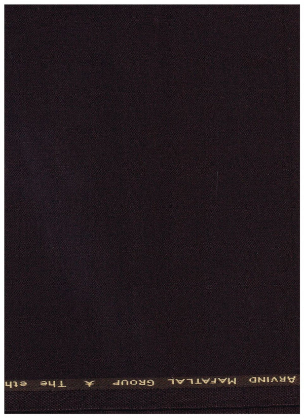 Mafatlal Poly Viscose Suiting in maroon and dark brown, 2 trouser pack for men, fabric close-up showing texture and color details.