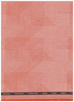 Orange Arvind Jacquard Cotton Shirting Fabric with intricate woven pattern, ideal for stylish shirts and apparel.