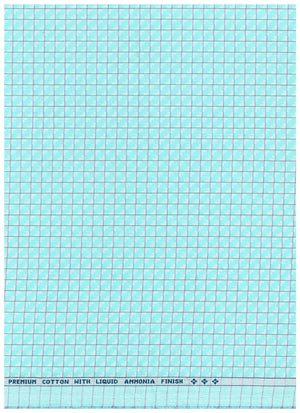 Arvind Tresca cotton checks shirting fabric in Tron Blue, unstitched luxury cotton fabric with a classic check pattern.