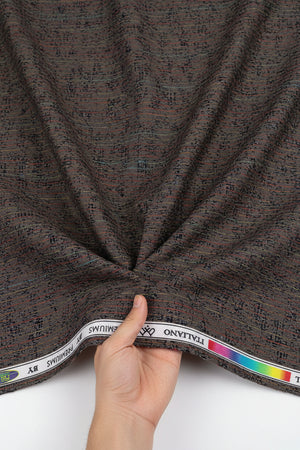 Pee Gee digital print cotton shirting fabric in brown with intricate pattern, ideal for shirts and casual wear.