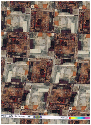 Brown Pee Gee digital print cotton shirting fabric with intricate patterns, ideal for stylish shirts and garment making.