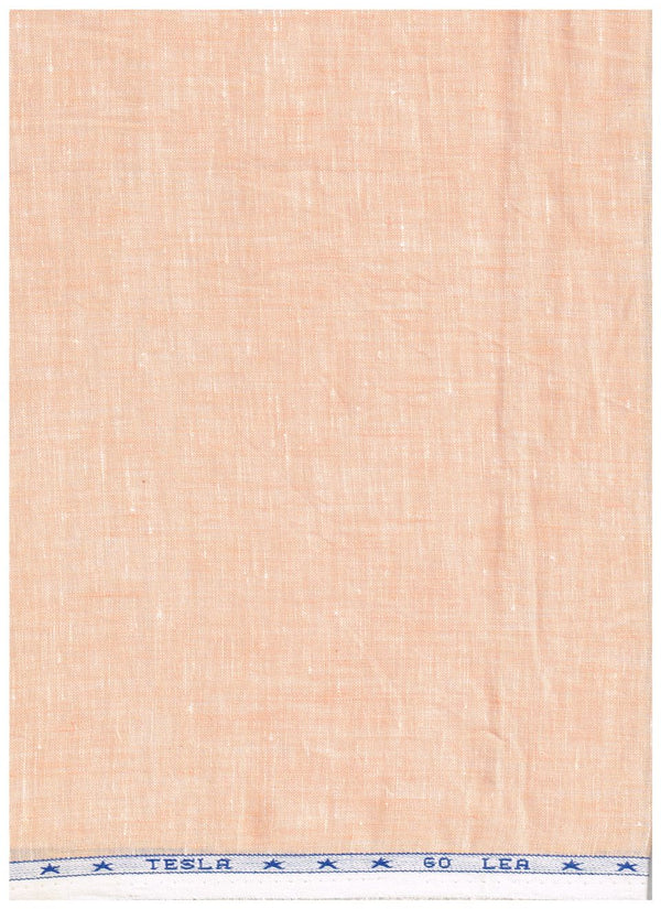 Peach Arvind linen shirt fabric with a smooth texture, ideal for stylish summer shirts, displayed in a close-up shot.