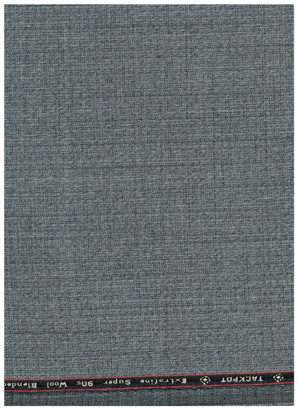 Reid & Taylor Super 90's poly wool grey suiting fabric, close-up showing texture and weave detail.