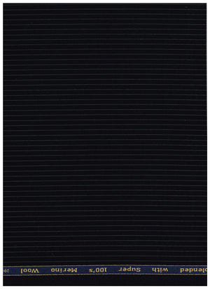 Black Arvind Luxurious Unstitched Poly Wool 100s Trouser and Suiting Fabric, high-quality fabric for tailored suits and trousers.