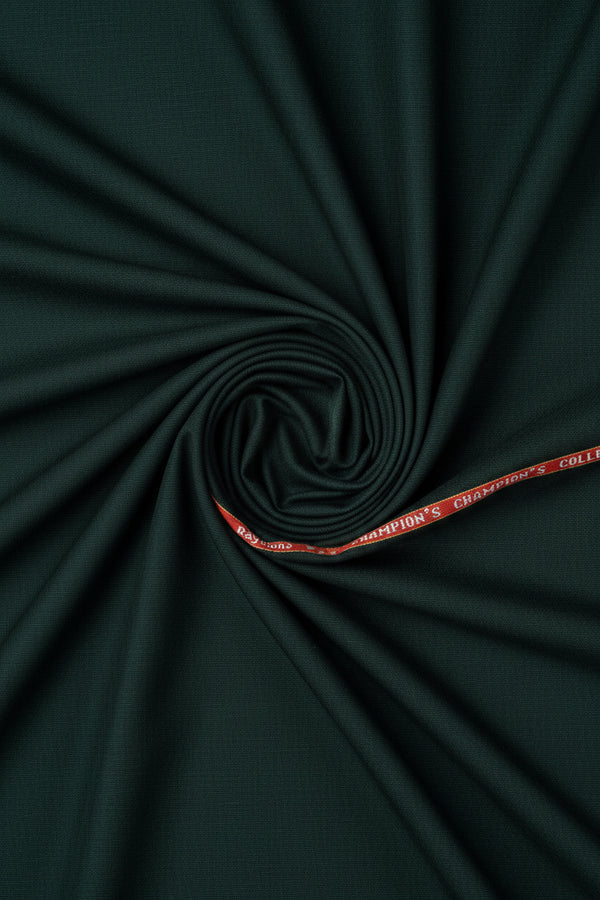 Raymond green Spinach wool blend suiting fabric swatch, textured wool-polyester blend material for tailored suits.