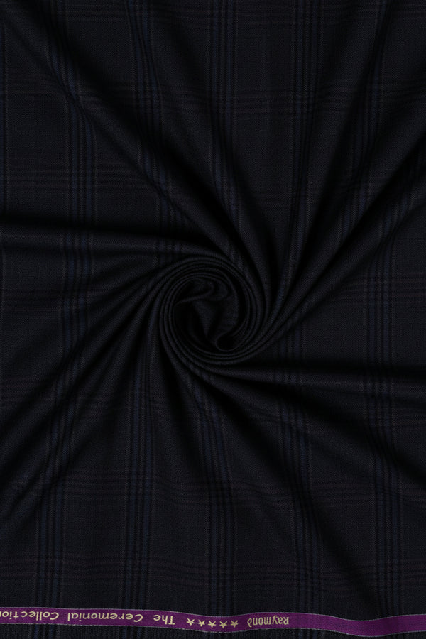 Raymond Super 100's wool blend suiting fabric in dark brown checks with a classic wool pattern.