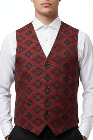 Red Raymond Luxurious Unstitched Polywool Waistcoat Suiting Fabric with subtle weave pattern, ideal for tailoring and formal wear.