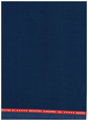 Royal blue Raymond poly-wool unstitched trousers and suiting fabric, showing fabric texture and color for tailoring.