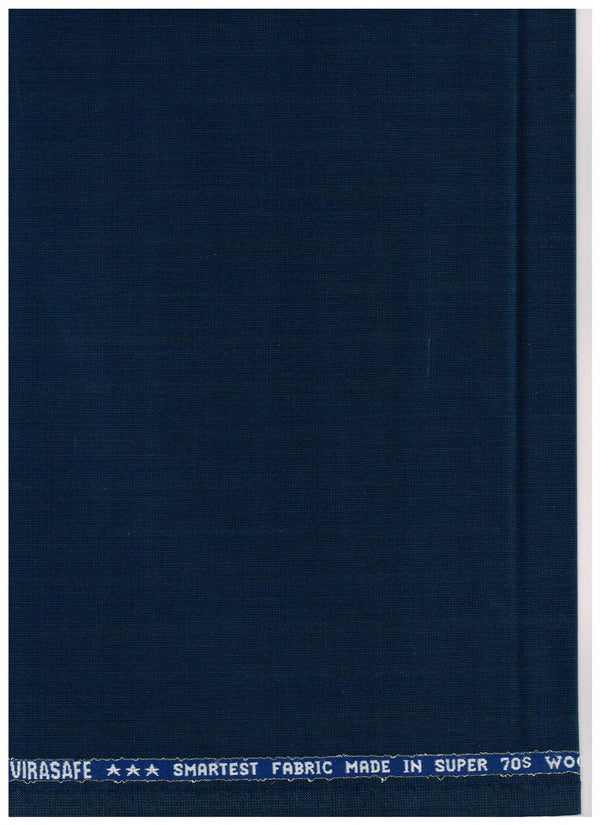 Navy blue Raymond 70's poly wool suiting fabric, textured and smooth, ideal for tailored suits and formal wear.