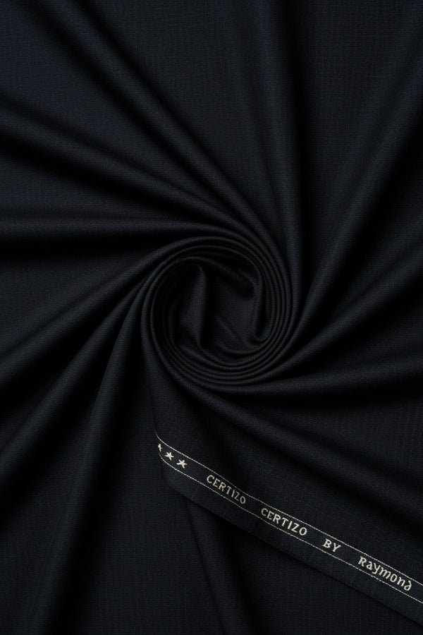 Black Raymond Polyviscose trouser and suiting fabric showing smooth, woven viscose blend material suitable for tailored garments.