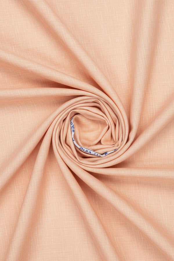 Plain white Arvind linen shirt fabric, unstitched material with a smooth texture suitable for custom clothing designs.
