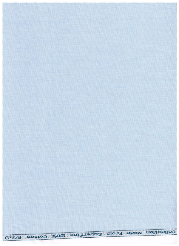 Blue Arvind Tresca Giza Cotton fabric for shirts, showcasing smooth, high-quality cotton material with a subtle textured weave.