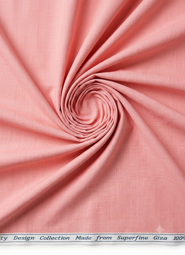 Light pink Arvind Tresca Giza cotton shirting fabric in misty rose color, showing smooth textured fabric with subtle weave detail.