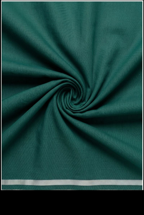 Peacock green Arvind Zinia shirt fabric in Giza cotton satin with a swirling pattern, ideal for stylish apparel.