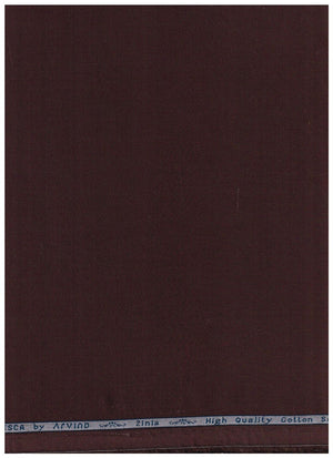 Brown Arvind Cotton Satin shirt fabric swatch with smooth satin finish and soft cotton texture.