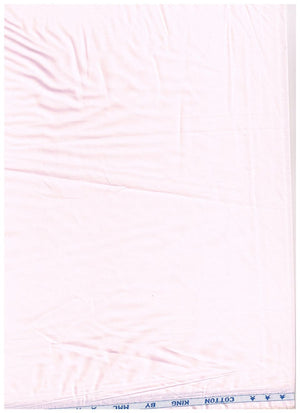 A light pink cotton fabric sheet with visible wrinkles, showing a blue printed edge with 'COTTON' text at the bottom.