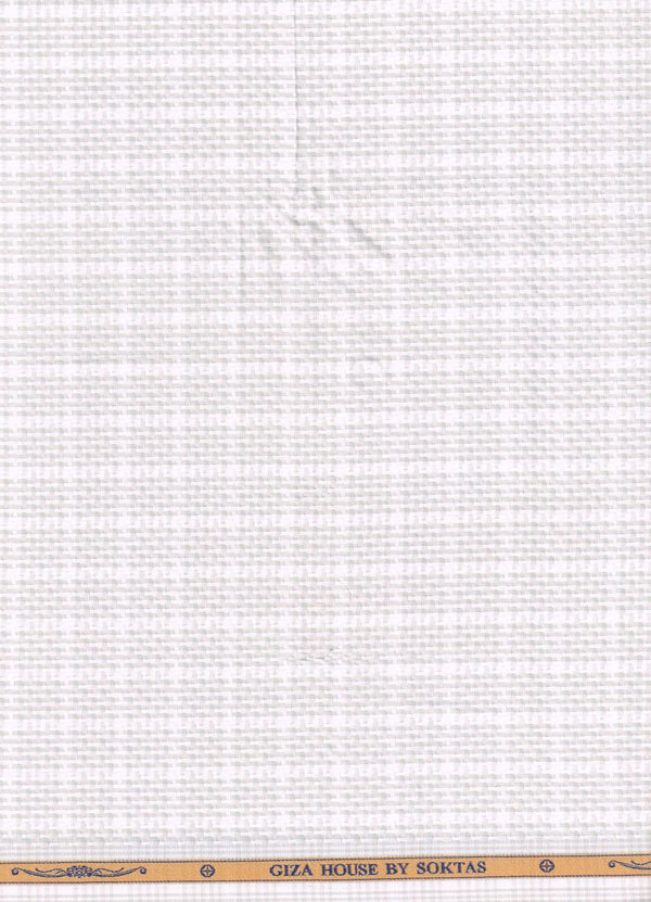 Light Grey Dobby self Checks on white background Soktas shirting fabric